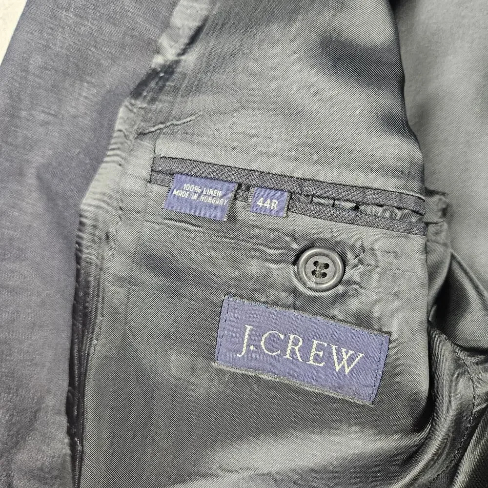 J. Crew Linen Blazer Mens 44R Black Two-Button Wedding 27